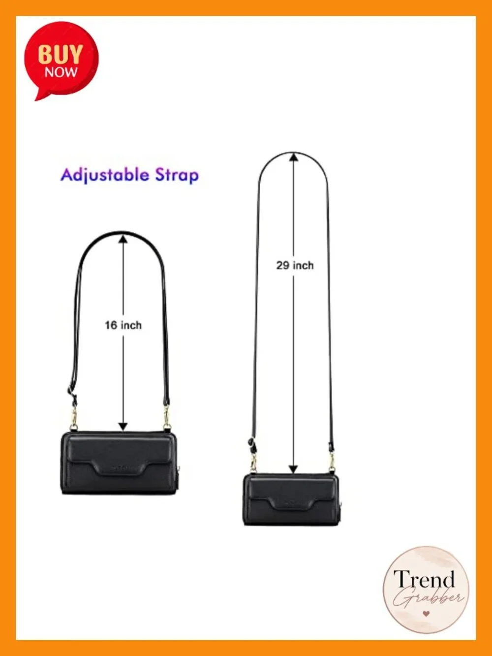 PU Leather RFID Blocking Crossbody Wristlet Wallet with Phone Pocket